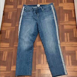 J. Crew Blue Denim Straight-Leg Jeans with White Side Stripes